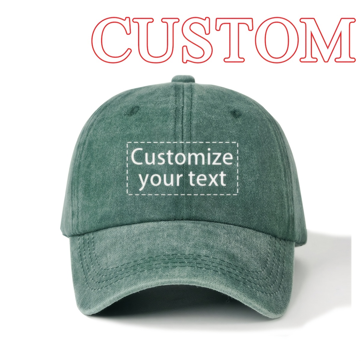 TEMU Customizable Baseball With Name/text/logo - Vintage Washed Unisex Dad Hat Suitable For Fishing, Hiking, Travel, Cycling, Camping & Daily Wear -