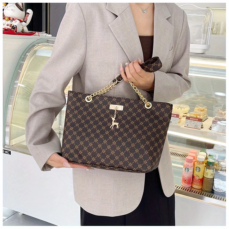 large capacity womens bag commuter retro stylish handbag shoulder bag niche tote bag details 8