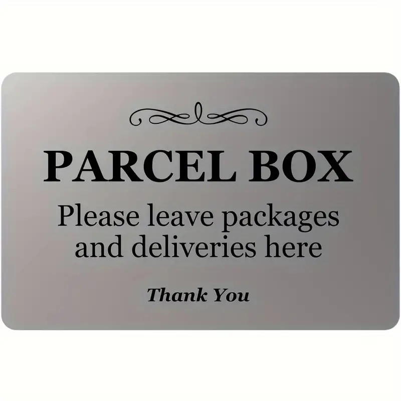 TEMU 2d Flat Minimalist Parcel Heavy Duty Aluminum Package With Parcel Box Leave Packages Here Thank You Weatherproof Outdoor Indoor Courier Guide