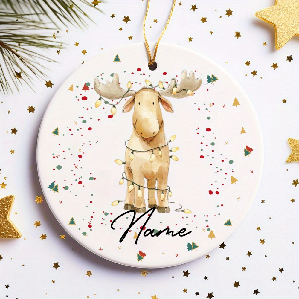 TEMU Personalized Name/date/animal/country Christmas Ornament - Custom & Music /letter "" Round Hanging Decoration For Tree & Home - Suitable For