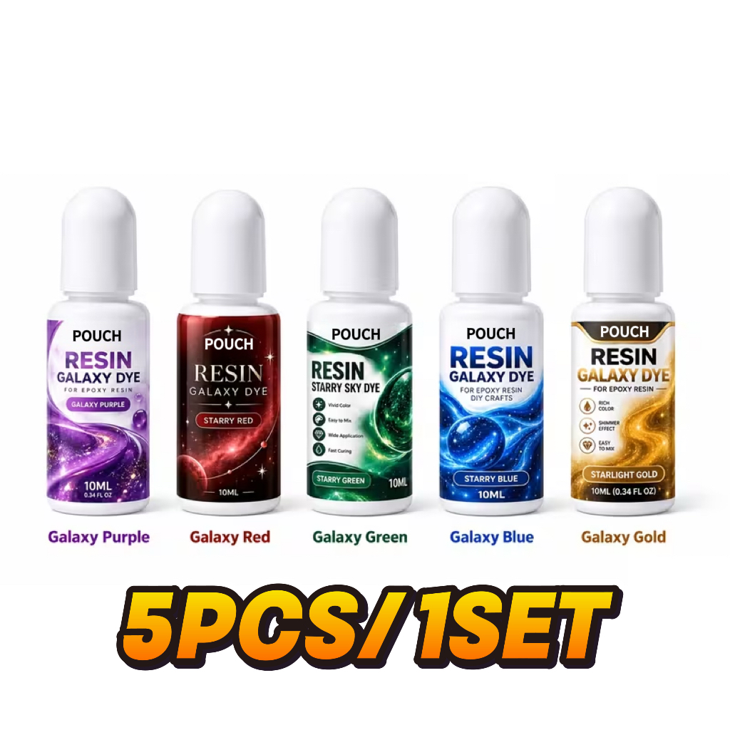 TEMU Pouch Five-color 5pcs Set Resin Dyeing Set High-concentration Fast-drying Epoxy Resin Dye, Suitable For Epoxy Resin And Shaker Cup Making, -free