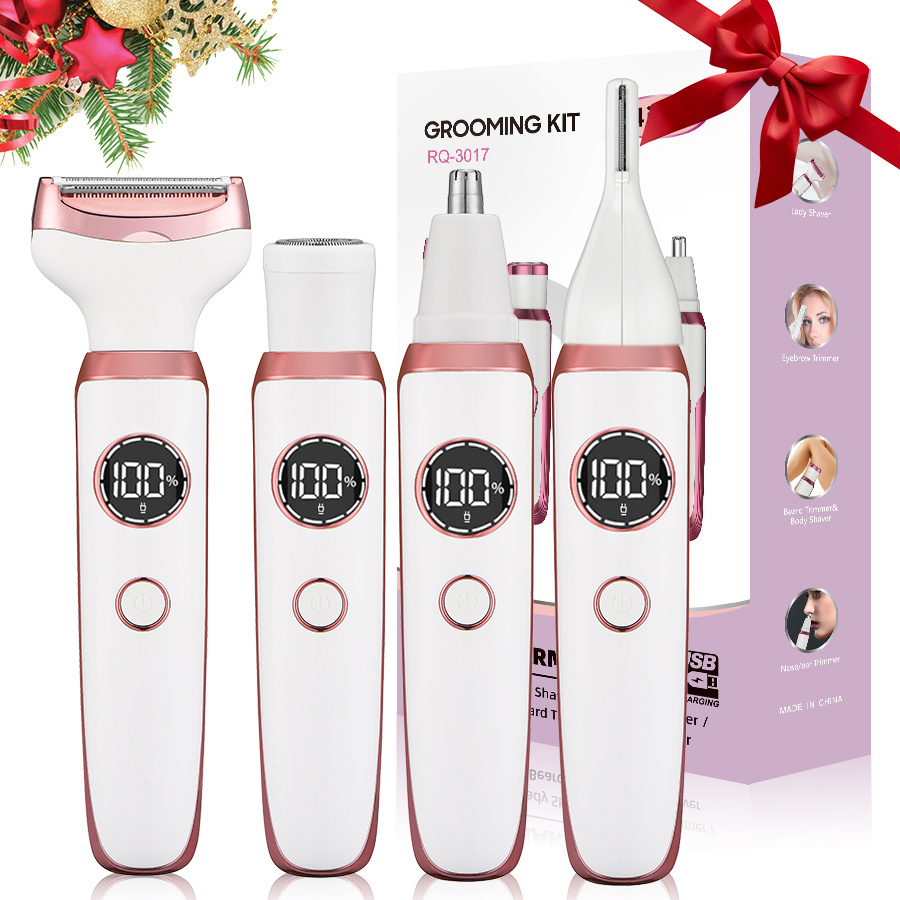 Miguan 4-in-1 Women' Trimмер: Usb- -in- Body Hair, Nose Hair, Eyebrow & Razor Trimmer With Digital Display, Replaceable Brush Heads - Grooming Suitable For Women &, Ideal Gift