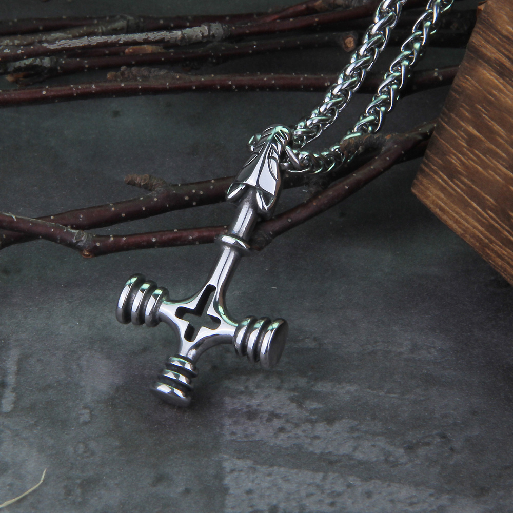 E-shop Vintage Nordische Herren Viking Wolf Kreuz Edelstahl Halskette Als Geschenk