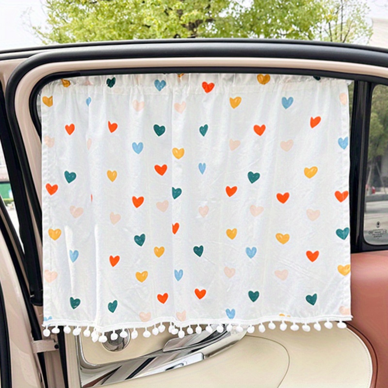 E-shop Niedlicher Herzchen-Polka-Point-Sonnenblenden-Vorhang für Autos, Universal-Saugnapf-Design für Intimacy im Innenraum