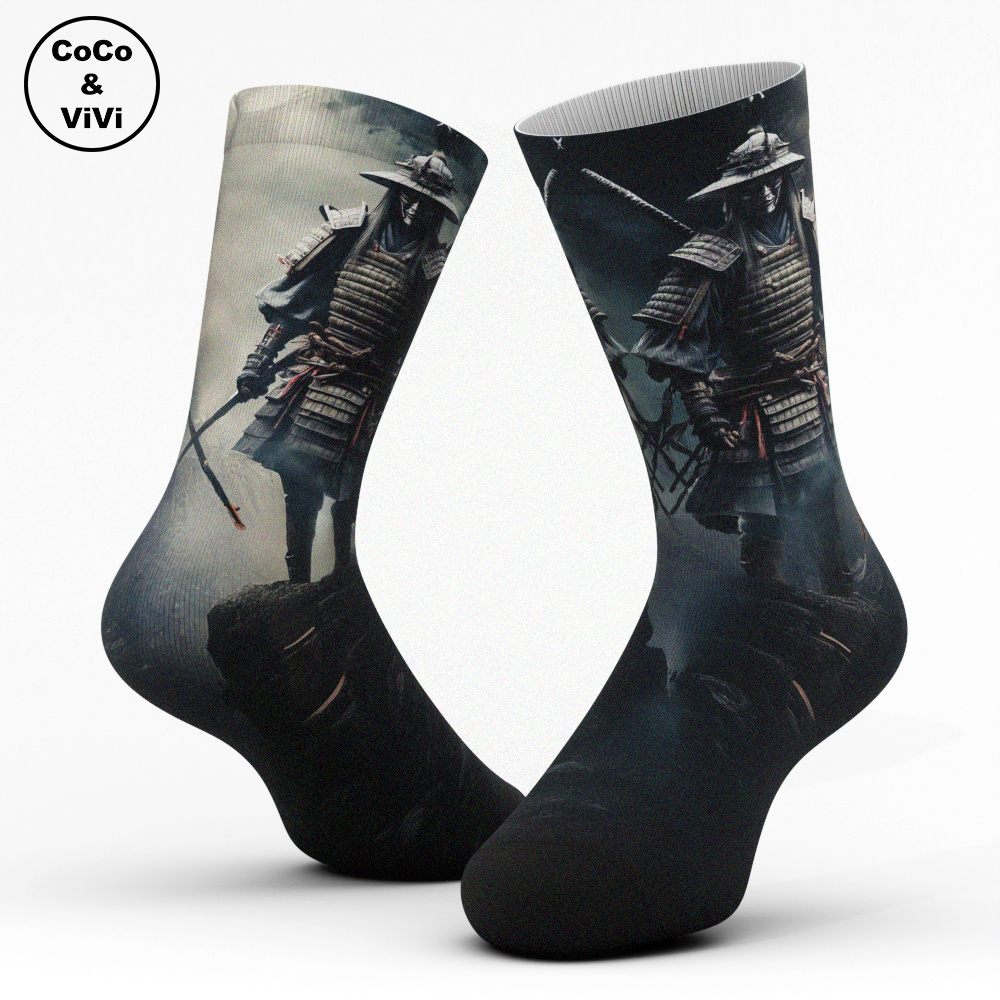 

3d Printed Novelty Crew Socks - Breathable, Comfortable Polyester With Gothic Japanese Design - All