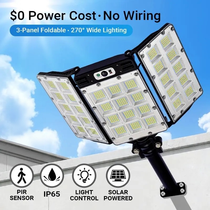 TEMU Triple Fold Solar Exterior Wall Light, 900 Led Beads, With Ip65 And Automatic Sensing Switch For 3 Lighting , Outdoor Solar Light Does Not