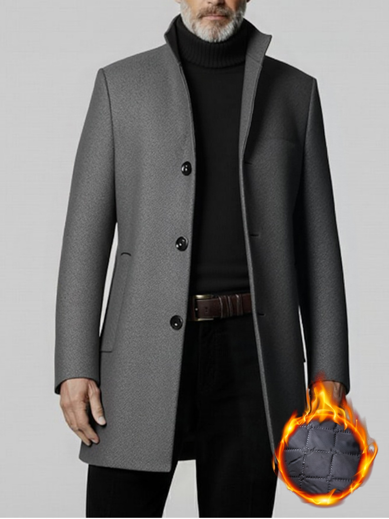 mens thickened tweed overcoat a single breasted design stand