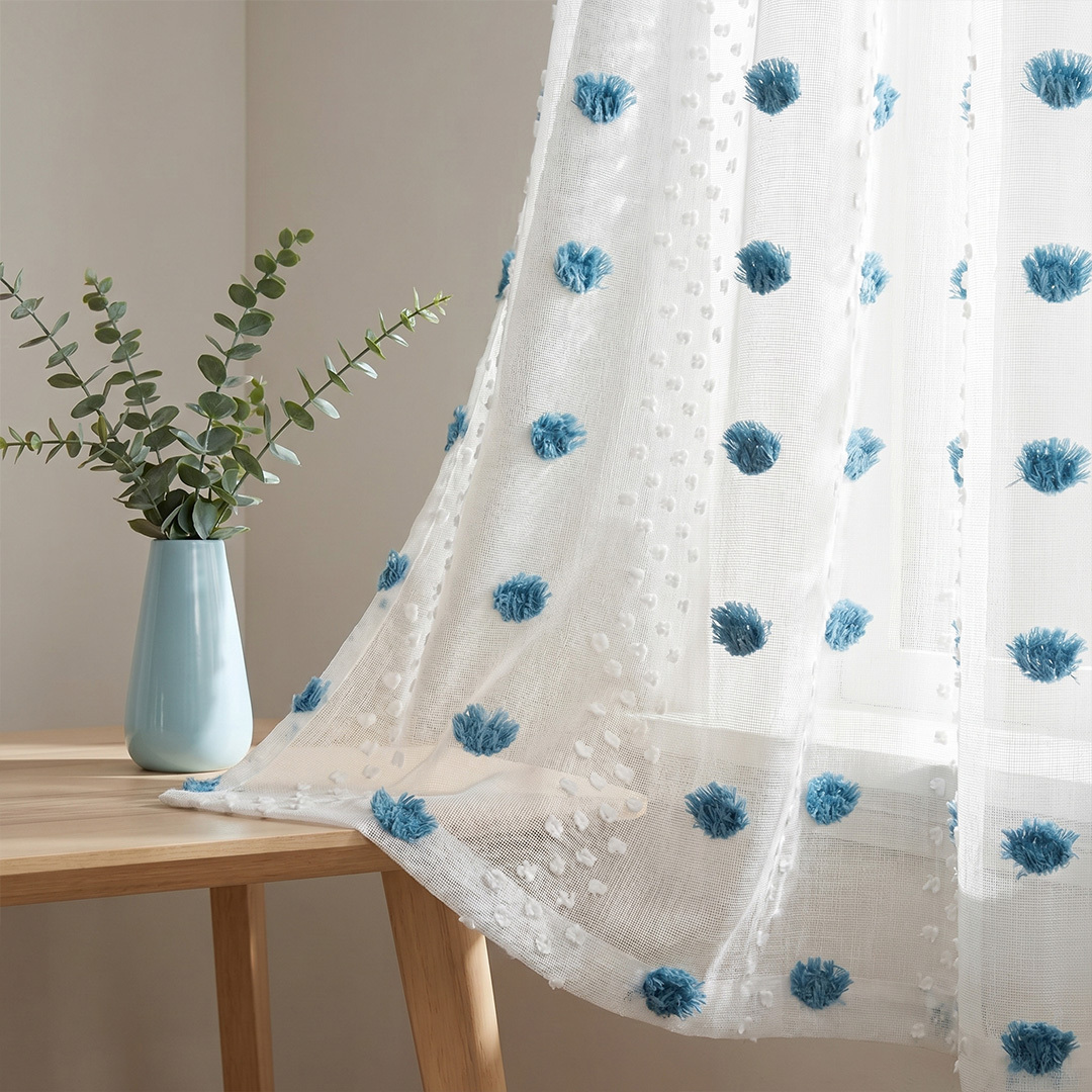 TEMU Pack Of 2, American Tufted Jacquard Small Curtains, Rod Pocket Top, Lightweight And Soft, Light Filtering, Privacy Decor, Machine Washable, Home