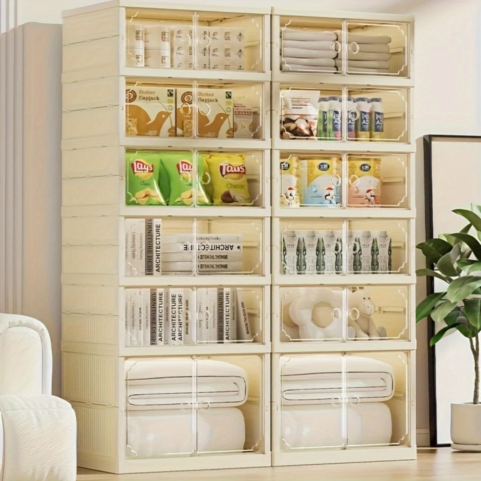 TEMU 6 Tier Space- Integrated, No Installation Required Shoe Organizer With Transparent Magnetic Cabinet Door Doors - Multi- Layer Storage Box,