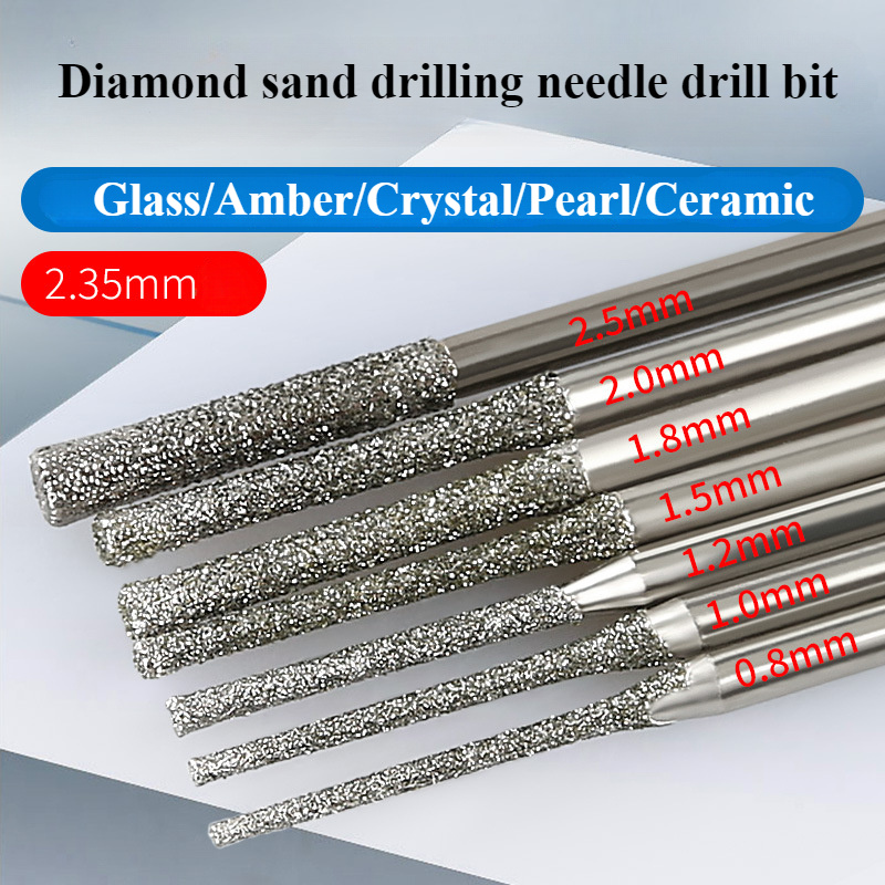 

7pcs Professional Diamond Drill Bit Set For & Agate - Steel With Diamond Coating, 2.35mm Shank