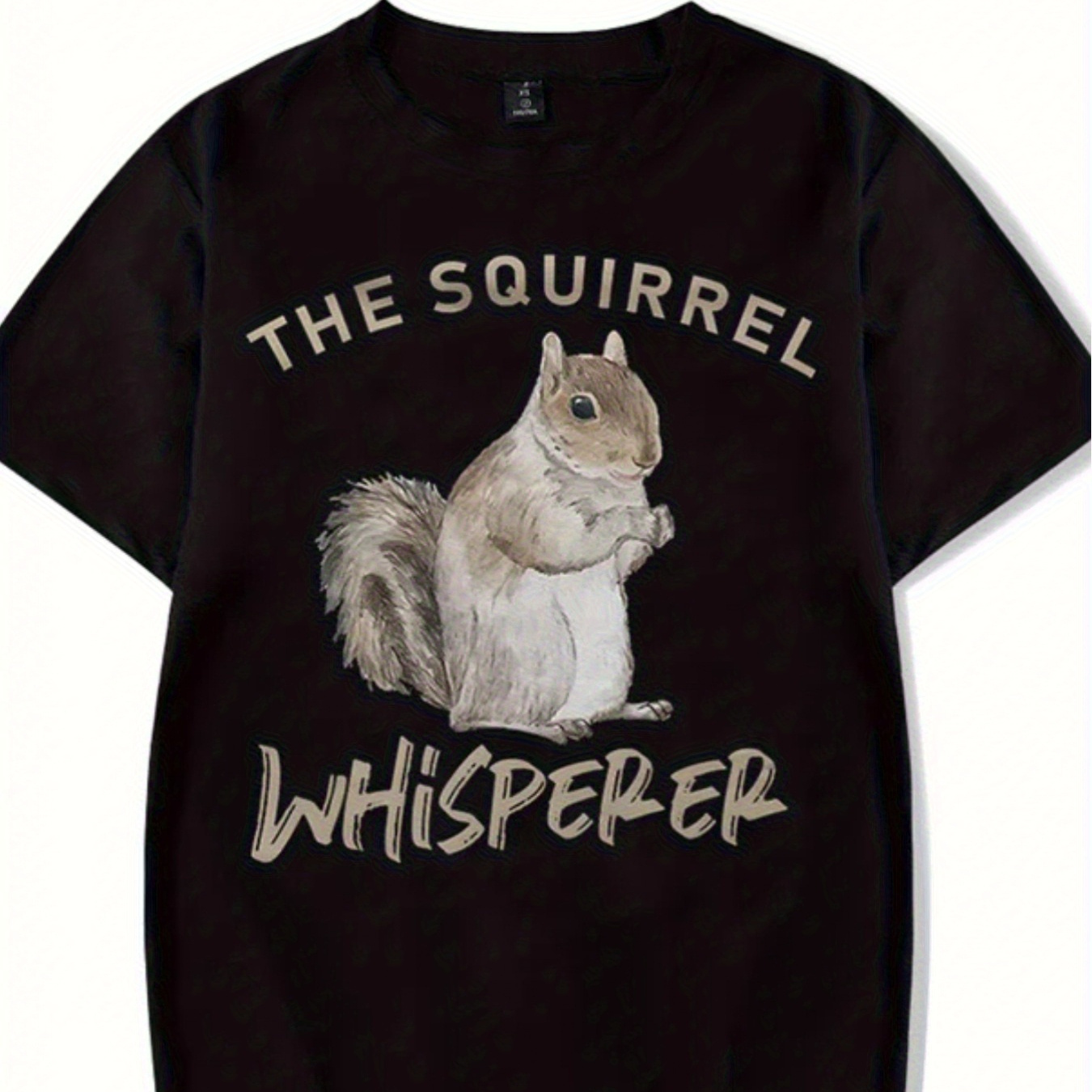 

Squirrel Secret Text Printed Body Casual Short Sleeve Men's T-shirt Fashion Tops Comfortable Round Neck T-shirt Fashion