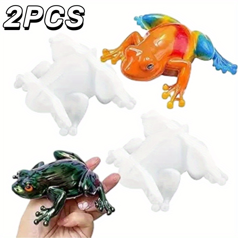 TEMU 2pcs Frog Epoxy Resin Molds 3d Silicone Frog Mold Diy Animals Resin Molds Unique Display Resin Mold Gifts Desktop Ornament Home Decor Diy