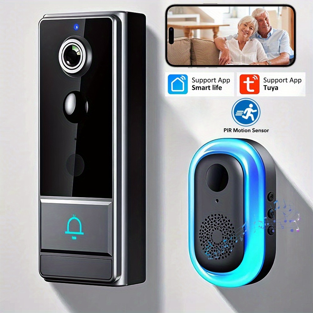TEMU Video Doorbell, 180Â° Panoramic View Security Video Doorbell With Night Vision, Voice, , Remote Monitoring, , Smart Video Doorbell, Security
