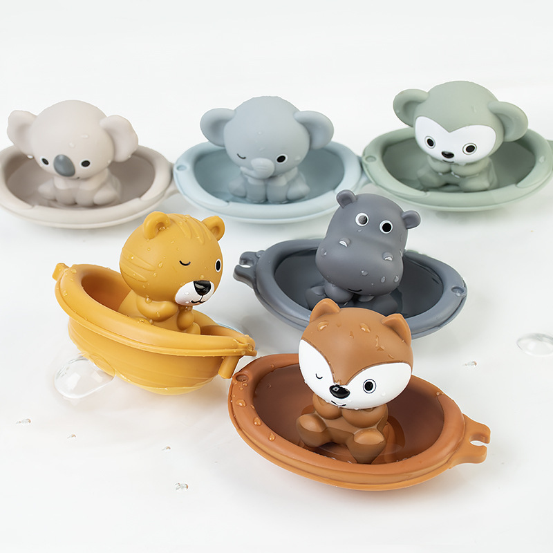 3pcs Kids' Floating Boat Toys Stackable ABS Plastic Animal Designs