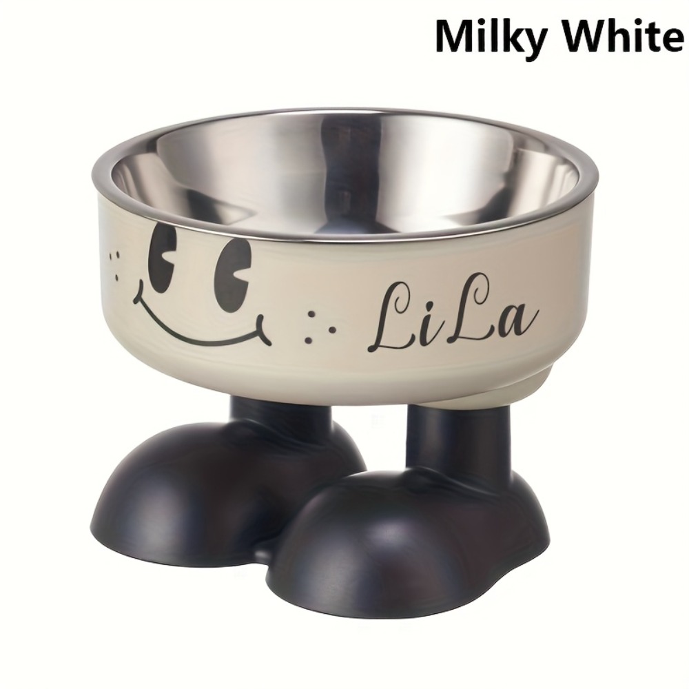 TEMU [customization] 1 Stainless Steel Raised Pet Bowl With Neck Protection And High Feet To Prevent , Suitable For Kittens, Puppies And Puppies,