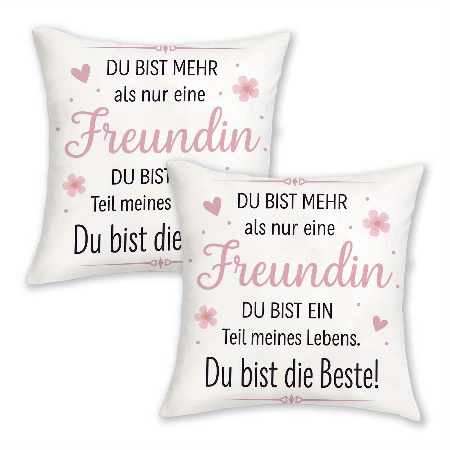 E-shop 2er-Set, Kurze Plüsch-Kissenbezüge im deutschen Stil mit Freundschafts-Motiven, herzliche dekorative Kissenbezüge, Größe 18 Zoll x 18 Zoll, aus
