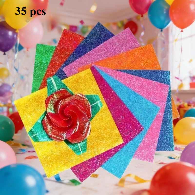 TEMU 35 Sheets Random Pearlescent Glitter Decorative Paper, Sequined Paper Scraps, Suitable For Scrapbooking And Handmade Crafts, Party Decorations,