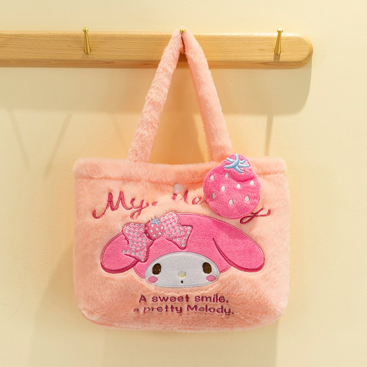 Image of Plush Tote Bag - Adorable Character Design, Soft Material, Perfect For Parties And Outdoor Use, Ideal Birthday Or Christmas Gift For Women | Vibrant Accessory With Durable Handle