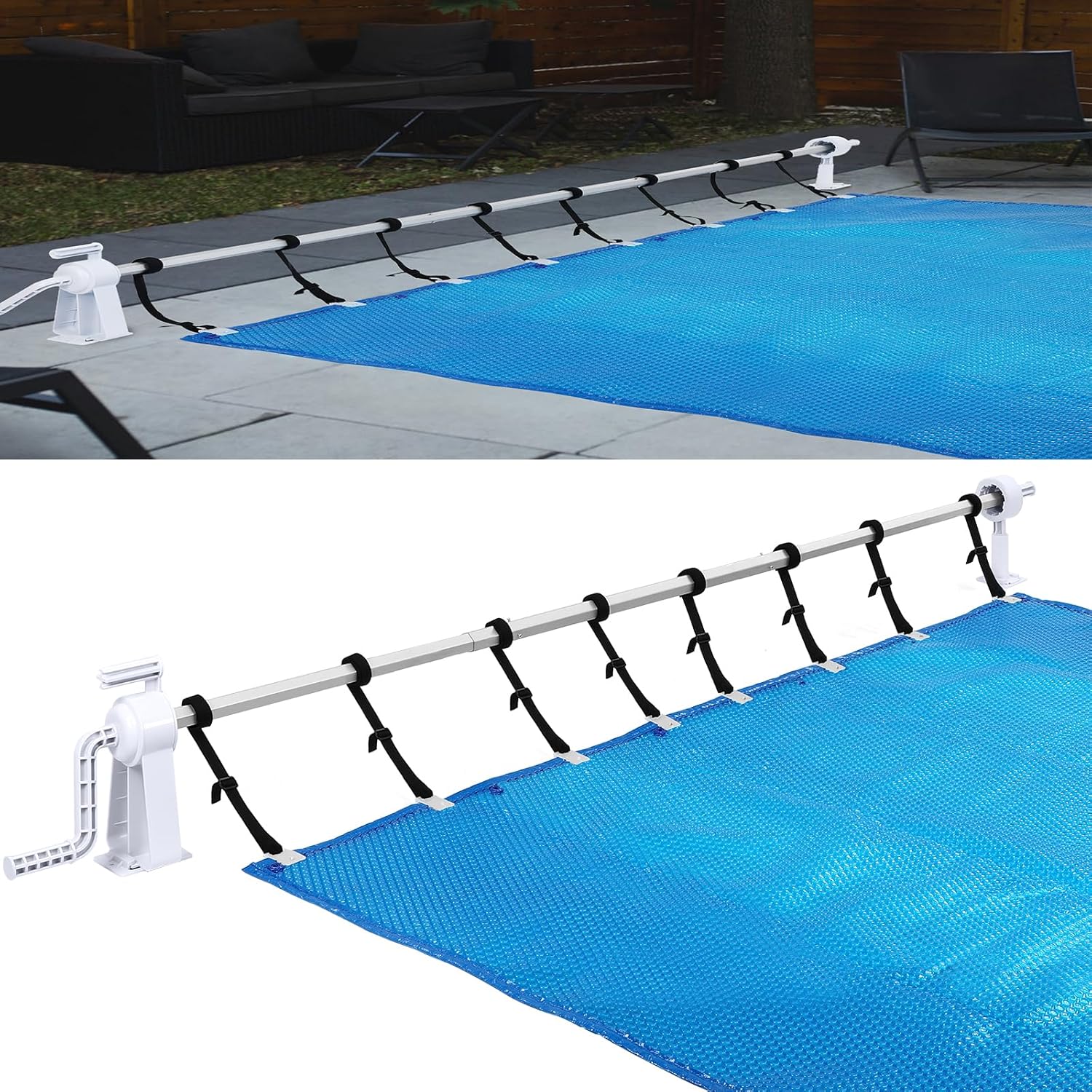 E-shop Roller-Schlag-System für Schwimmbäder inklusive Befestigungsriemen für Sonnenfolie und Wasserdichtes Tuch