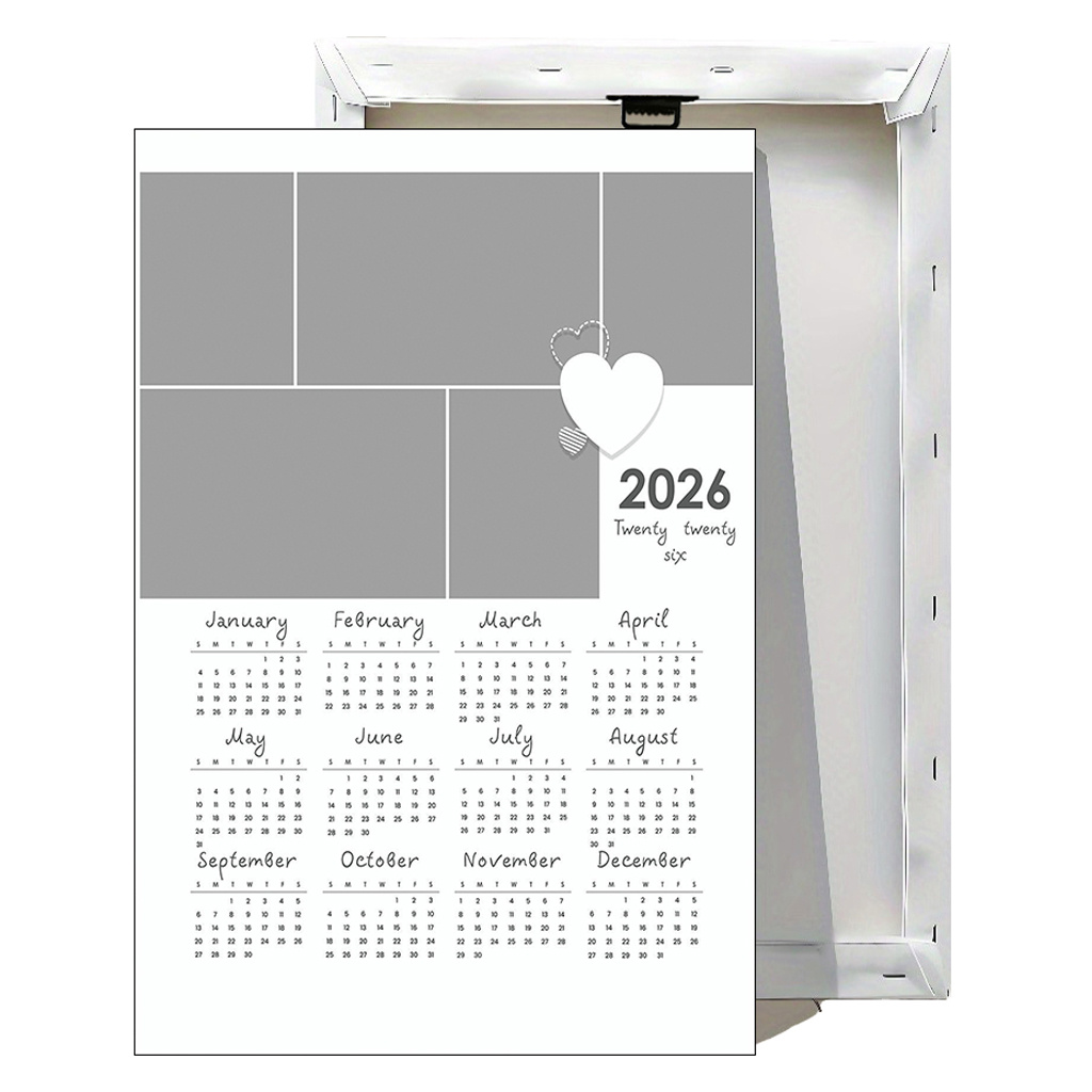 TEMU 2d Flat, Custom Photo Calendar Wooden Framed Canvas Painting Or Unframed Canvas Poster, 2026, Single Page, Photo Wall Calendar, 2026 New Year