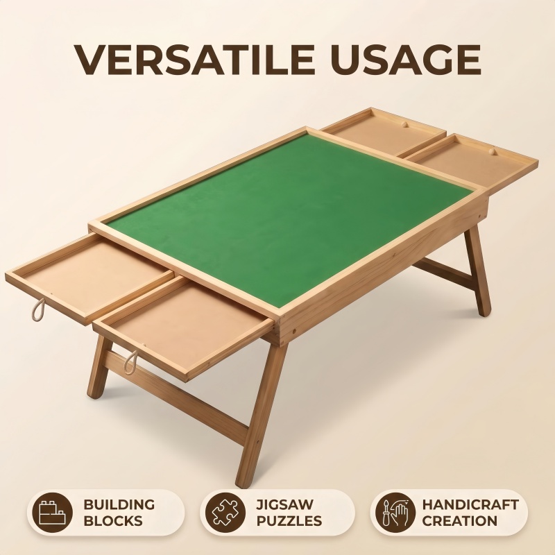 This Foldable Block Game Table Features Multiple Smoothly Sliding Drawers That Are Unlikely to Slip Or Fall Out. with Ample Surrounding Storage, It Can Be Placed Anywhere, Including The Living Room, Bedroom, Or on a Rug