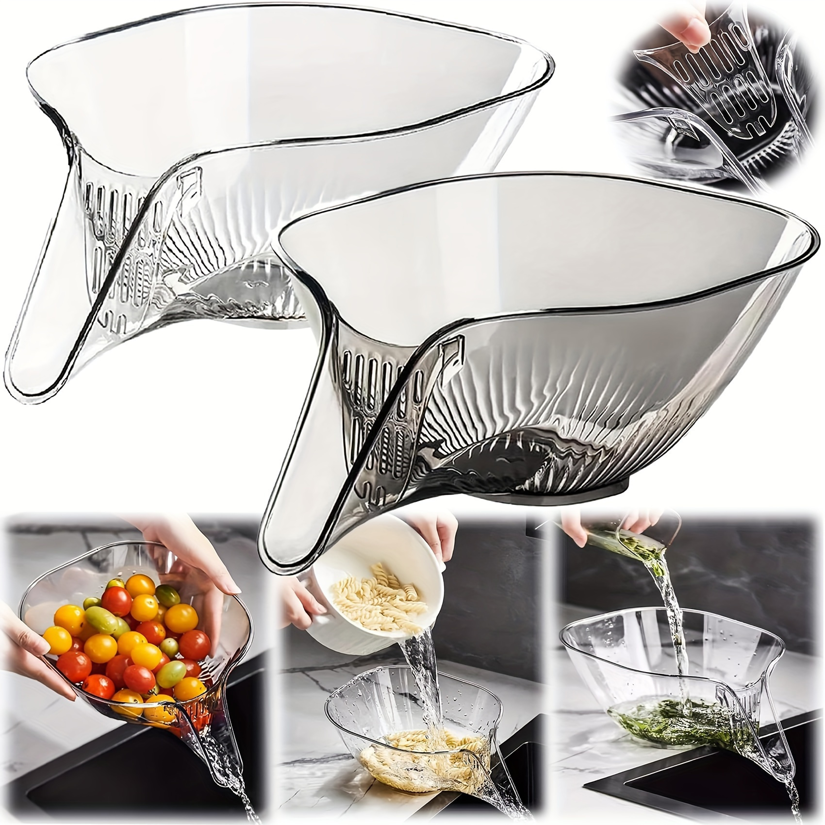 

1pc Polypropylene Kitchen Colander Set - Draining Basket For Vegetables, Pasta & Fruit - No Electricity Needed, Food Contact Safe