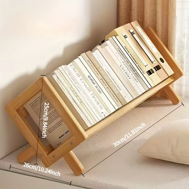 Modern Minimalist Small Desktop Bookshelf - Wooden Vertical Bookshelf Suitable for Home, Office, And School, Space-Saving Wooden Storage Rack, Self-Assembly Required, Compact Bookshelf (Freestanding)