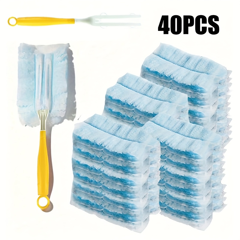 30pcs 40pcs 60pcs pack disposable electrostatic feather duster heads suitable for home car use static dusting tool with handle for sweeping replacement brush heads for furniture keyboards laundry multi cleaning accessories