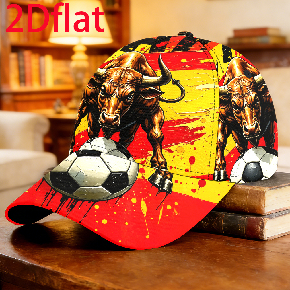 TEMU 1pc Póster 2D de de Fútbol Español, Gorra de Béisbol con Diseño, Transpirable y , Gorra de Béisbol Vintage, Regalo de Graduación, Deportivos
