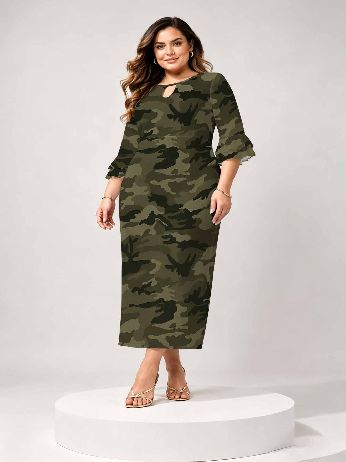 green camouflage dress for women sold on Temu United States formal camo dress