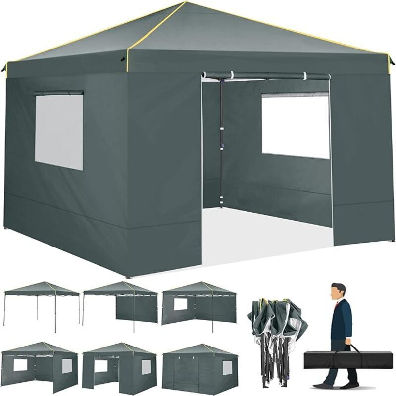 3x3m Foldable Garden Gazebo Canopy With 4 , Quick To Install, Party Tent Suitable For Outdoor Weddings, Courtyard, Backyard, Home Garden