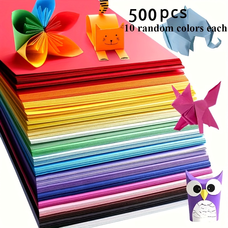 500 sheets pack of 10 bright colors colored paper suitable for origami crafts scrapbooking office sewing lightweight foldable sheets with random colors durable for diy card making journals gift wrapping paper