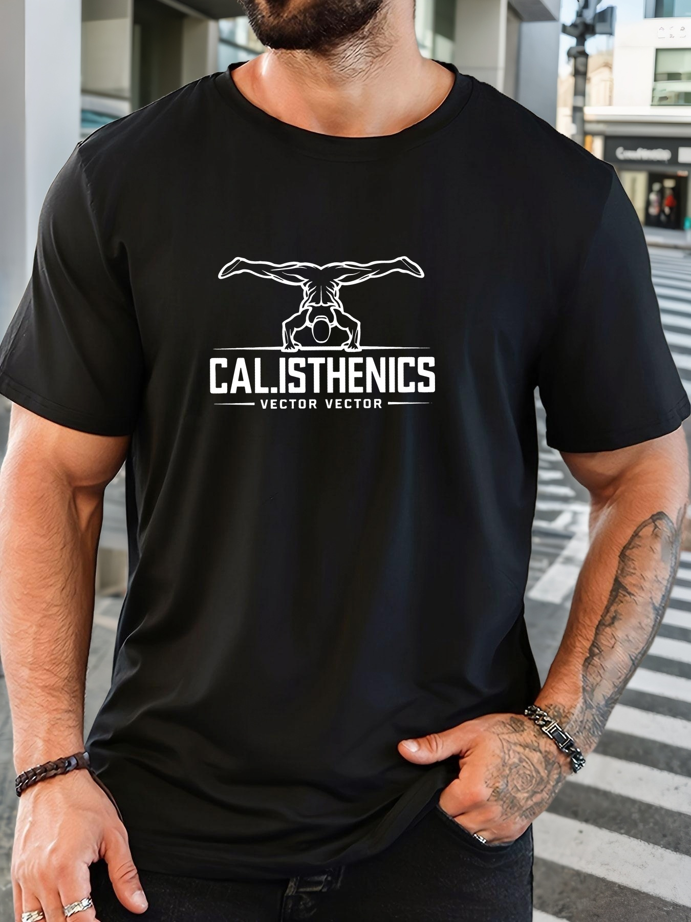 mens calisthenics gym graphic t shirt inverted Temu Bahrain