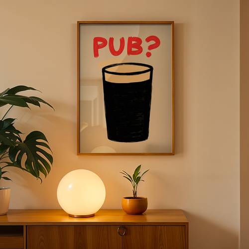 item picture 2d flat 1pc minimalist retro beer suitable for living room kitchen bar decor frameless pint of beer print for pub cave dining room canvas gift for beer lovers office decoration 2d flat