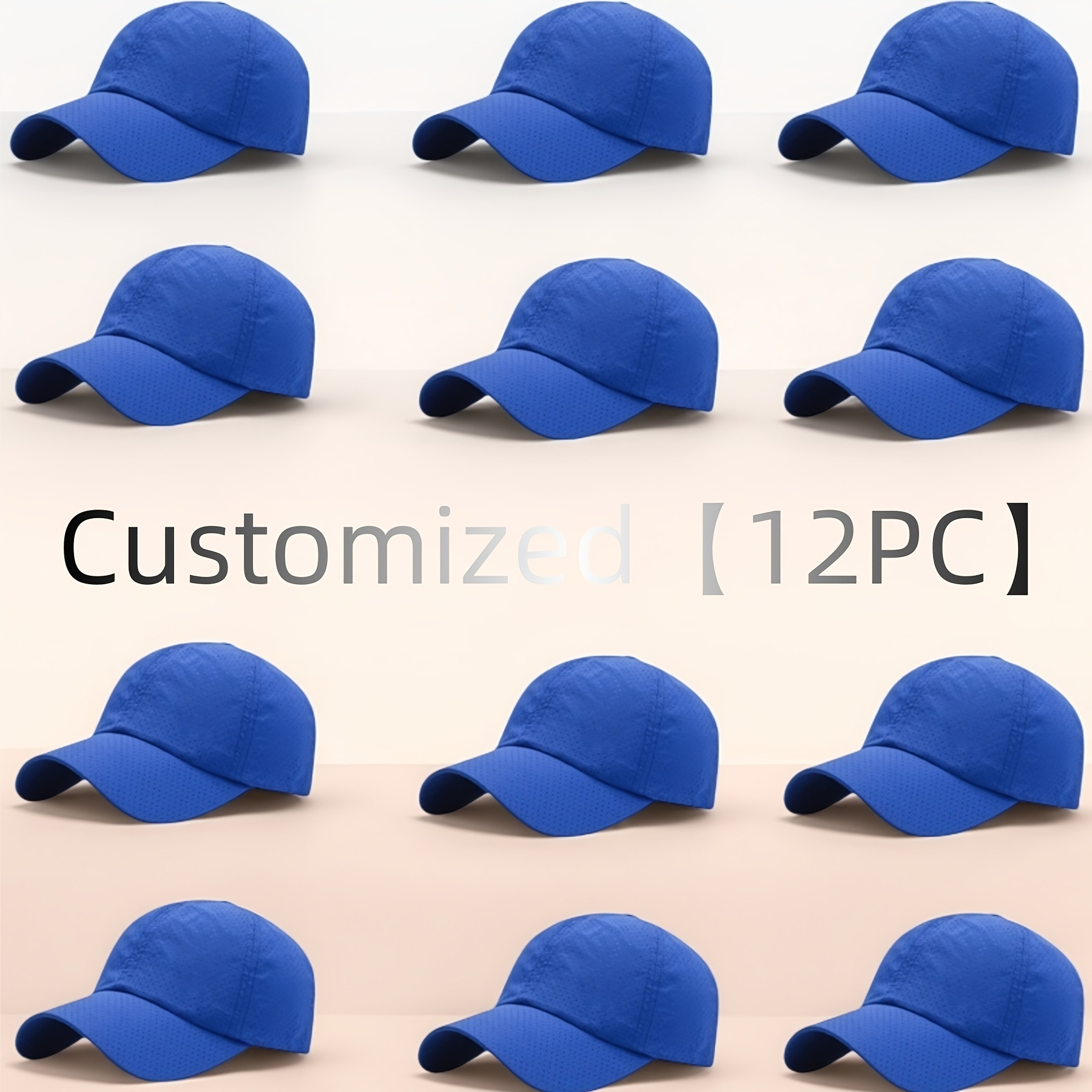 12 Custom Text Baseball Caps, Quick-Dry Mesh Sun Hats