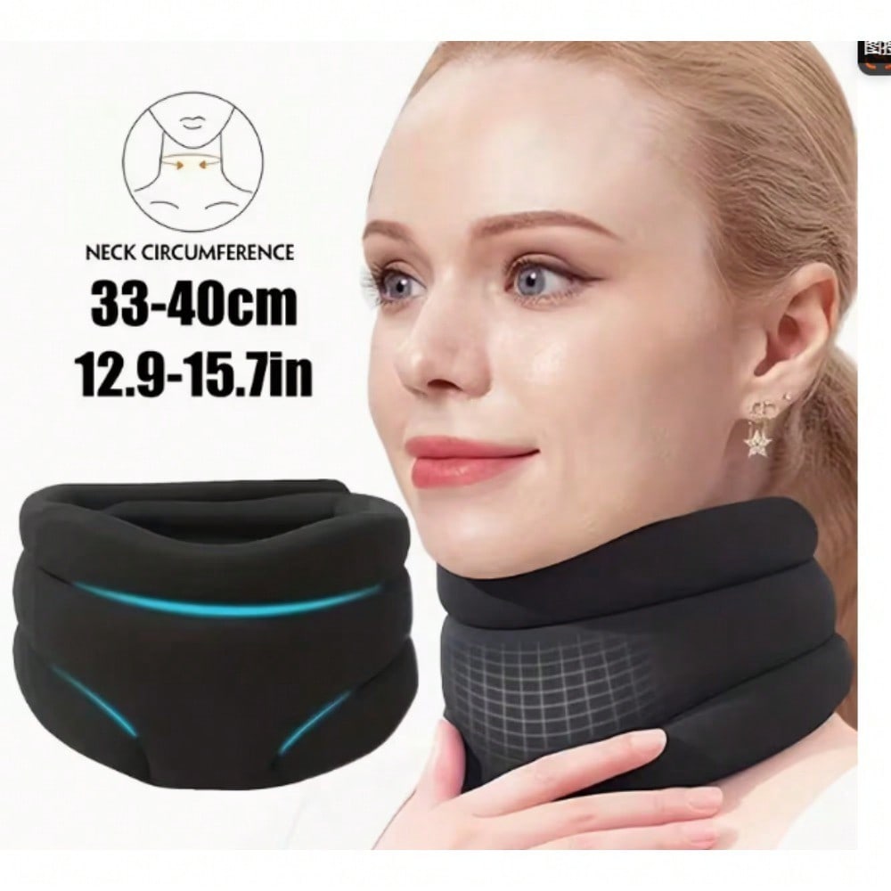 Image of 1pc Padded Wraparound Neck Support Cushion With Layered Soft Fabric Design, Adjustable Neck Pillow For Everyday Sitting, Reading And Travel, Fits 33-40cm, Gray