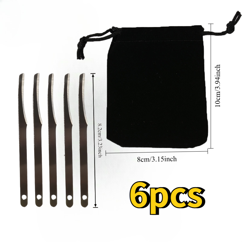 TEMU Lot de 6 pièces : 5 -pieds en acier inoxydable + 1 pochette de rangement - Longueur 8,2 cm/3,22 pouces, et mini pour une portabilité facile,