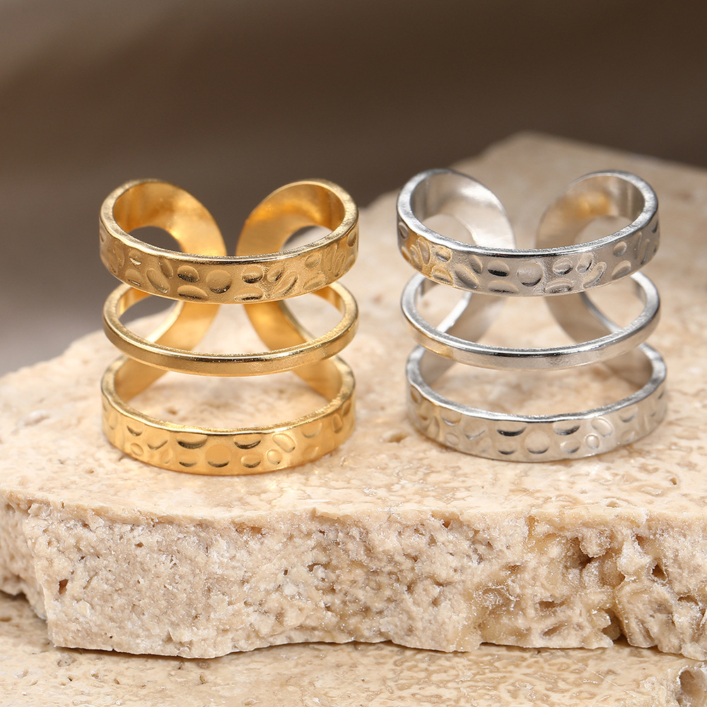 Hammered Dot Texture Open Ring for Women