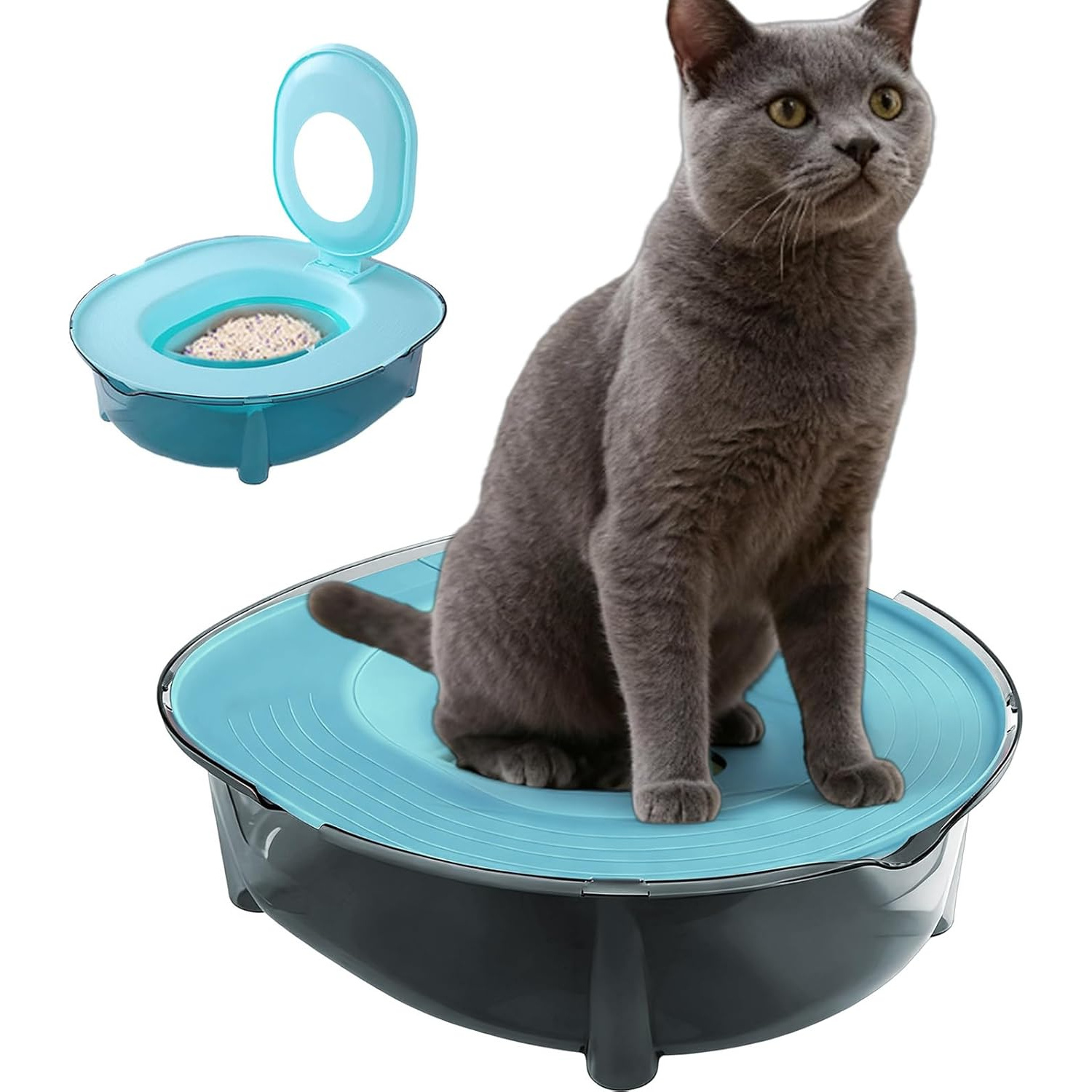 TEMU Kit de litière pour chat - Bac à litière amovible -éclaboussures et -odeurs - Toilette pour - Pour petits, moyens et grands animaux de compagnie