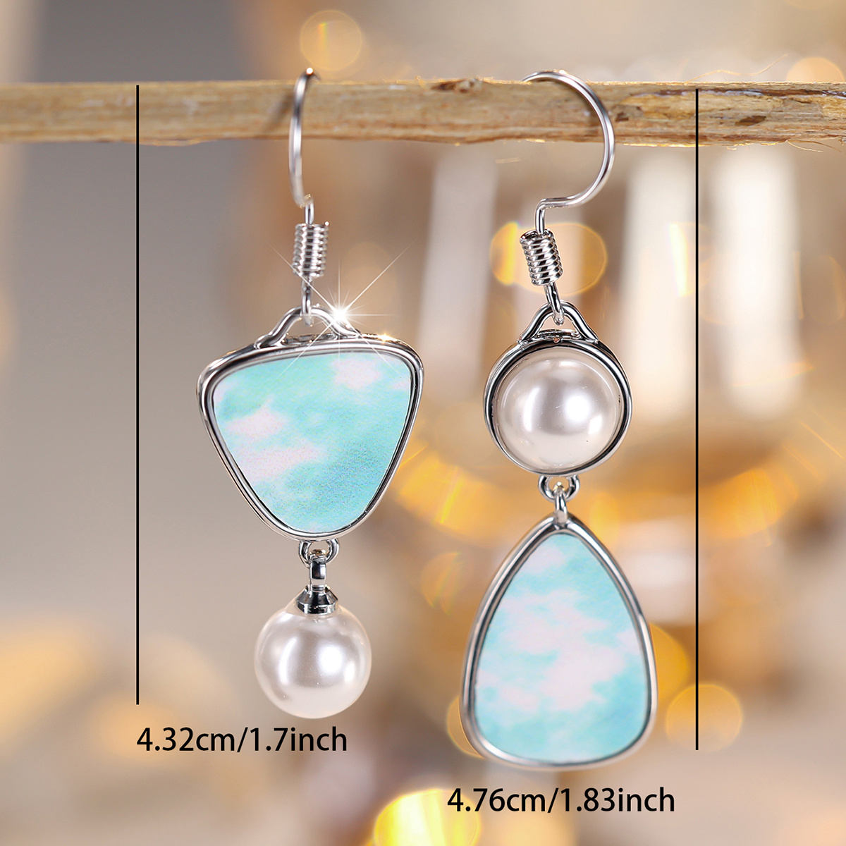Fresh Refined Asymmetrical Drop Earrings, Anniversary Gift