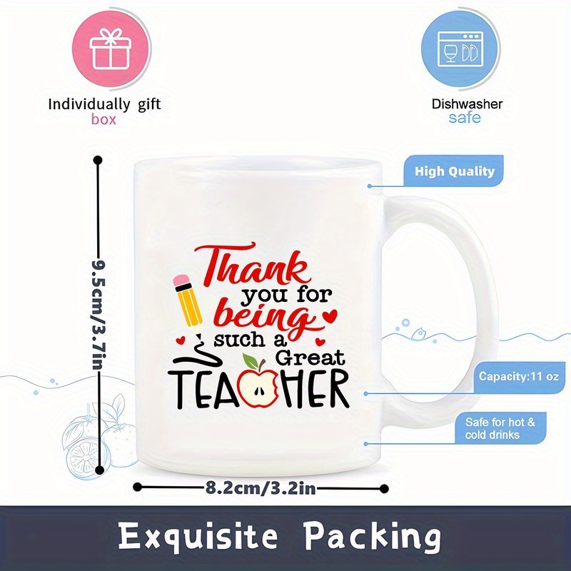 1pc 11oz ceramic mug coffee cup the best teacher gift thank you for the thoughtful gift from   unique teacher gift teacher thank you gift suitable for teachers perfect gift   by teachers 2