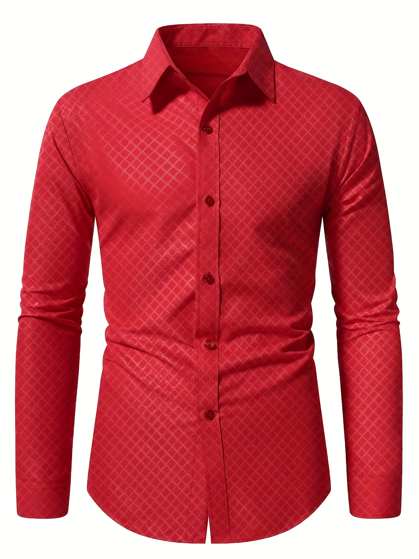 green emerald velvet dress Men's Slim Fit Solid Color Dress Shirt (Red), Red / 2X-Large/18-18.5 Neck/36-37 Sleeve