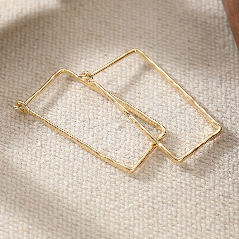 Women's Simple Square Hammer Pattern Earrings, Daily Commuting
