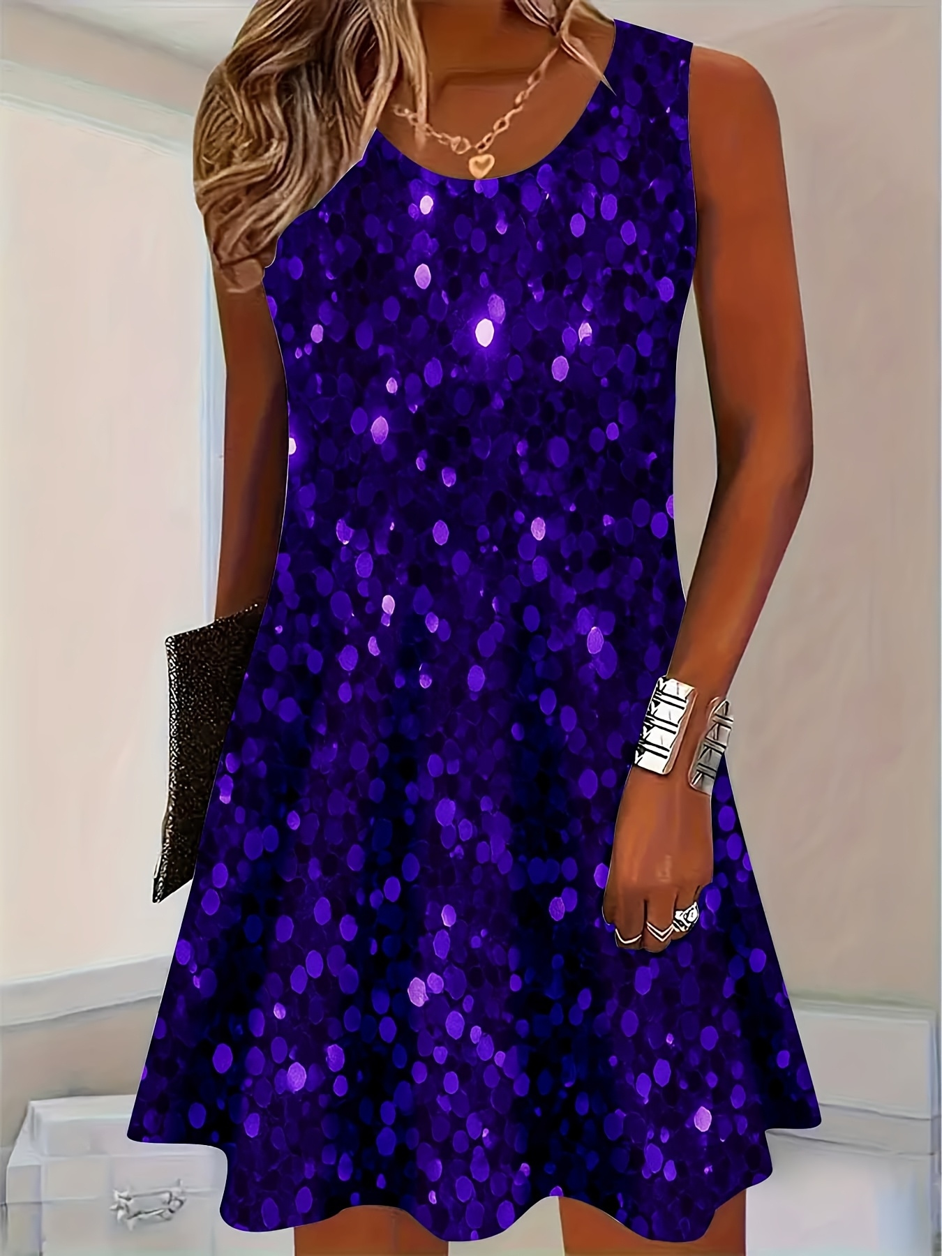sequin purple dress sold on Temu United States