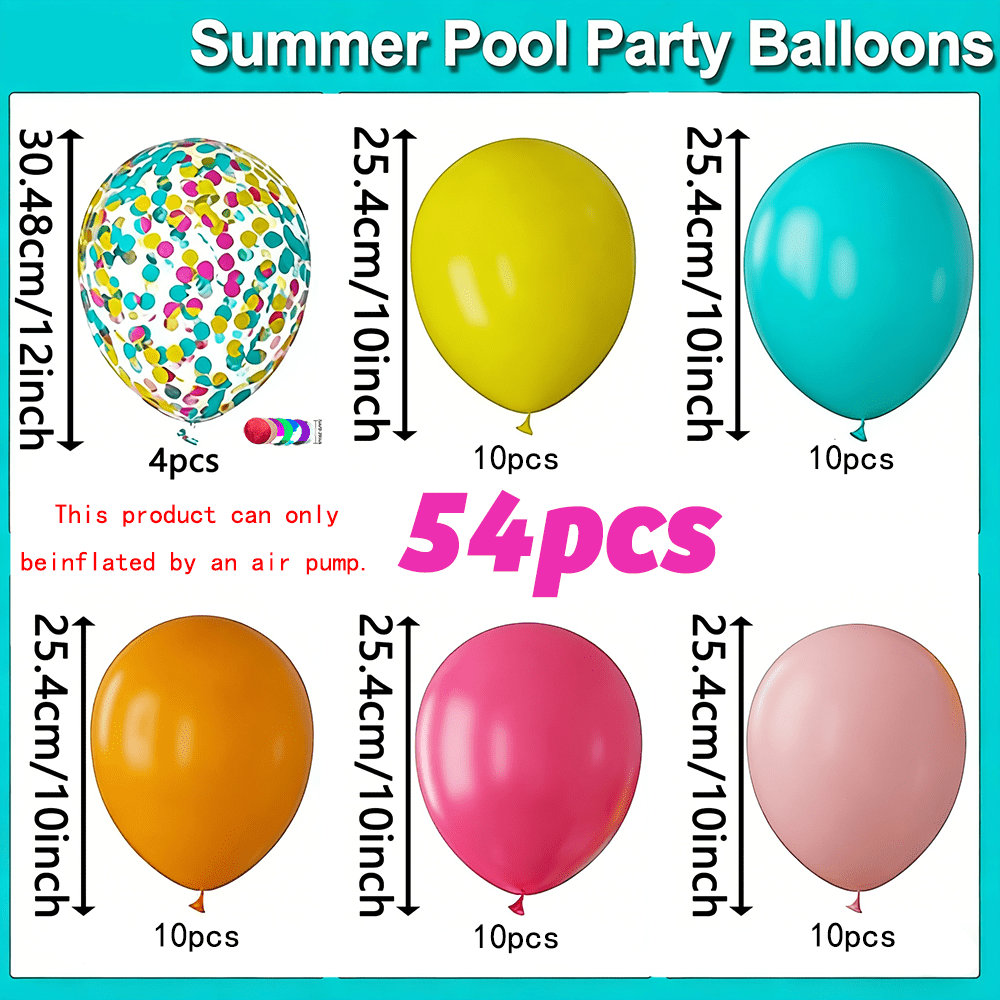 TEMU 54 piezas de globos de látex con temática tropical, globos para luau de 12/10 pulgadas, en colores , naranja, , verde y verde intensos, para