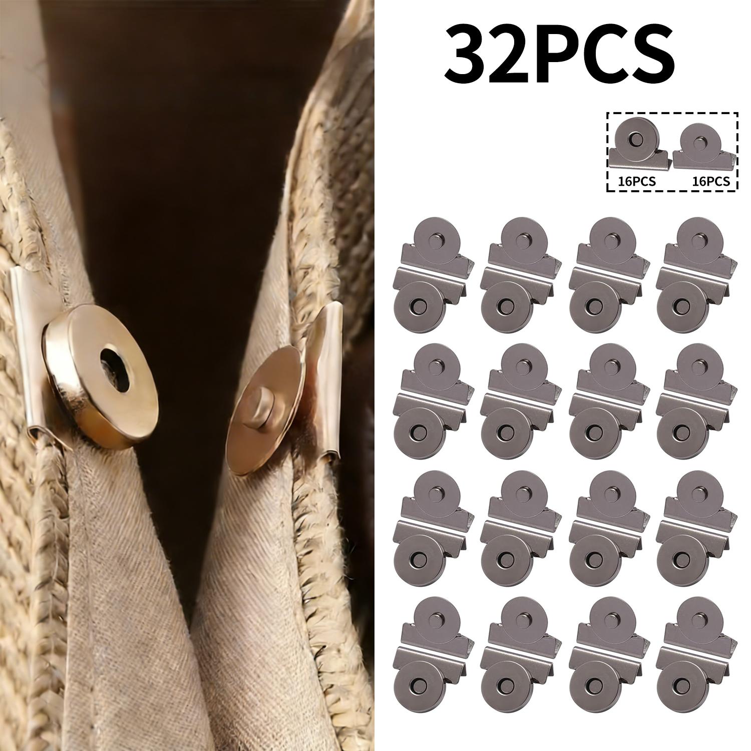 E-shop 32-teiliges Set nahtlose magnetische Metallverschlüsse, versteckte Magnetverschlüsse für Nähzubehör, geeignet für Kleidung, Geldbörsen,