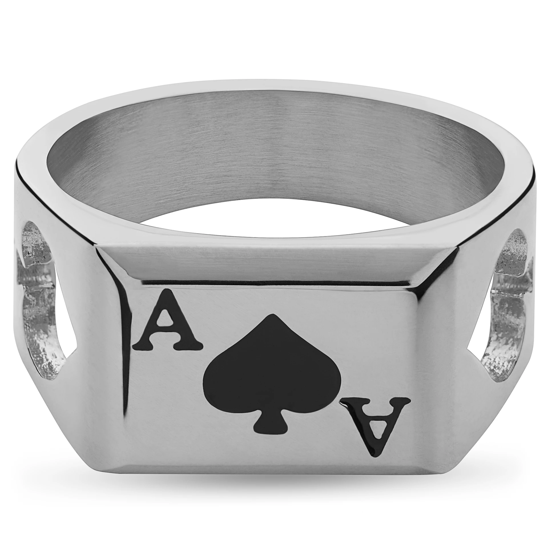 TEMU Angol 1pc Fashionable Individual Letter Spade Hollow Ring Unisex Daily Commute All-match Niche Style Jewelry Accessory Jewelry Holiday Gift
