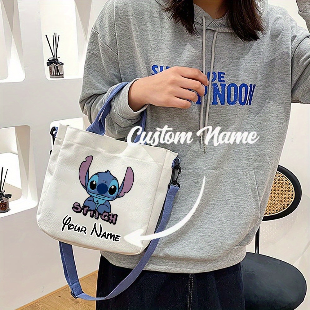 

1pc, Valentine's Day Easter Disney Stitch Canvas Tote Bag With Removable Shoulder Strap, Canvas Bag, Crossbody Bag, Detachable Strap, Handheld Handbag