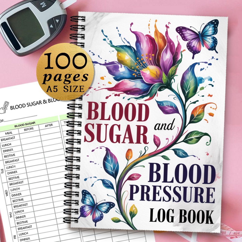 TEMU 1pc 14.5x21cm Blood Sugar Log Book - Daily Recording And Tracking Of & Blood Pressure Levels - Compact For Diabetes Monitoring At Home, English