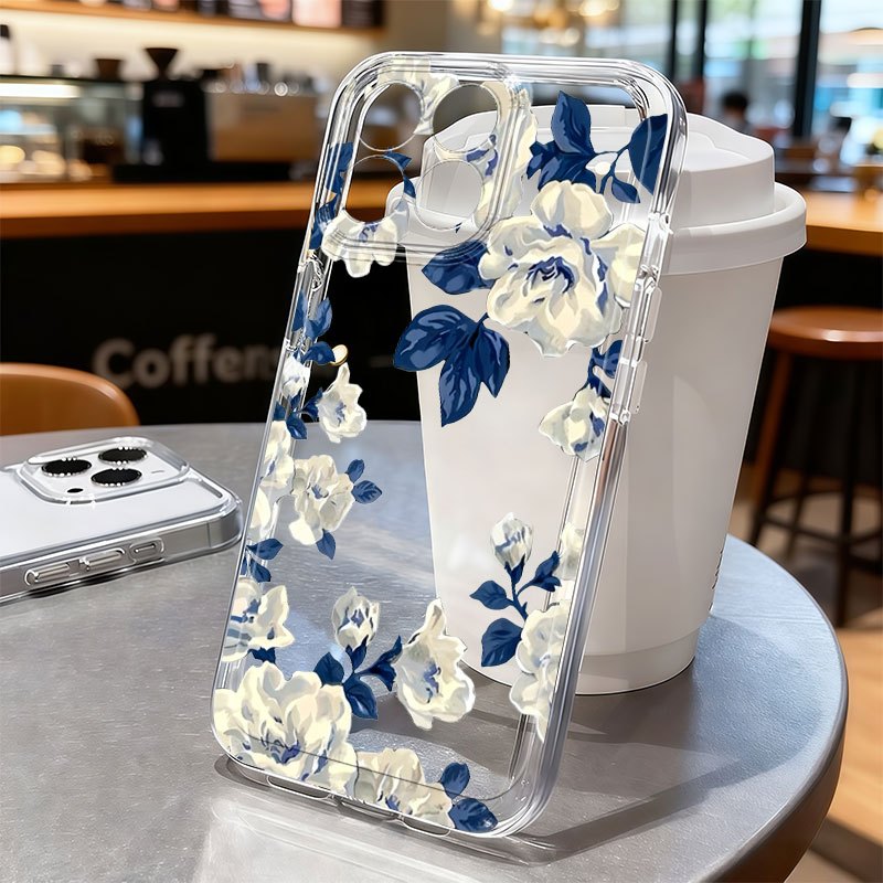 TEMU Phone Case - Blue And White Floral Case Honor X5/x6b 4g/x7/x7a/x8/x8a/x8b/x9/x9 5g/x9a/x9b, Hd Shell, Design Printed Pattern Protective Cover,
